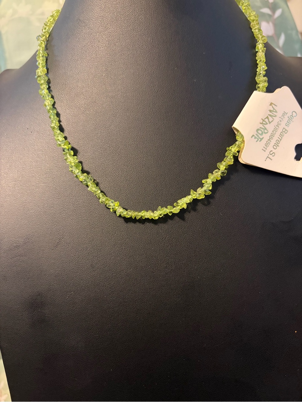 Green Peridot Chip Necklace -